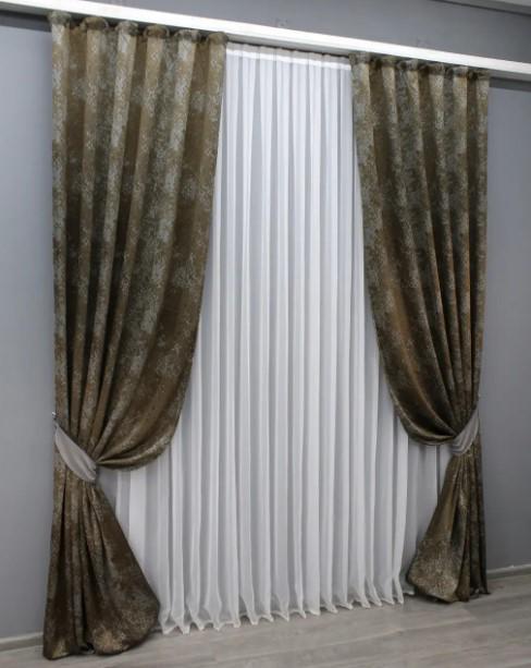 Штори льон Мармур Al-9 1,5х2,9 м 2 шт. Коричневий/Сірий (1639ш) - фото 6 Штори льон Мармур Al-9 1,5х2,9 м 2 шт. Коричневий/Сірий (1639ш) - фото 6