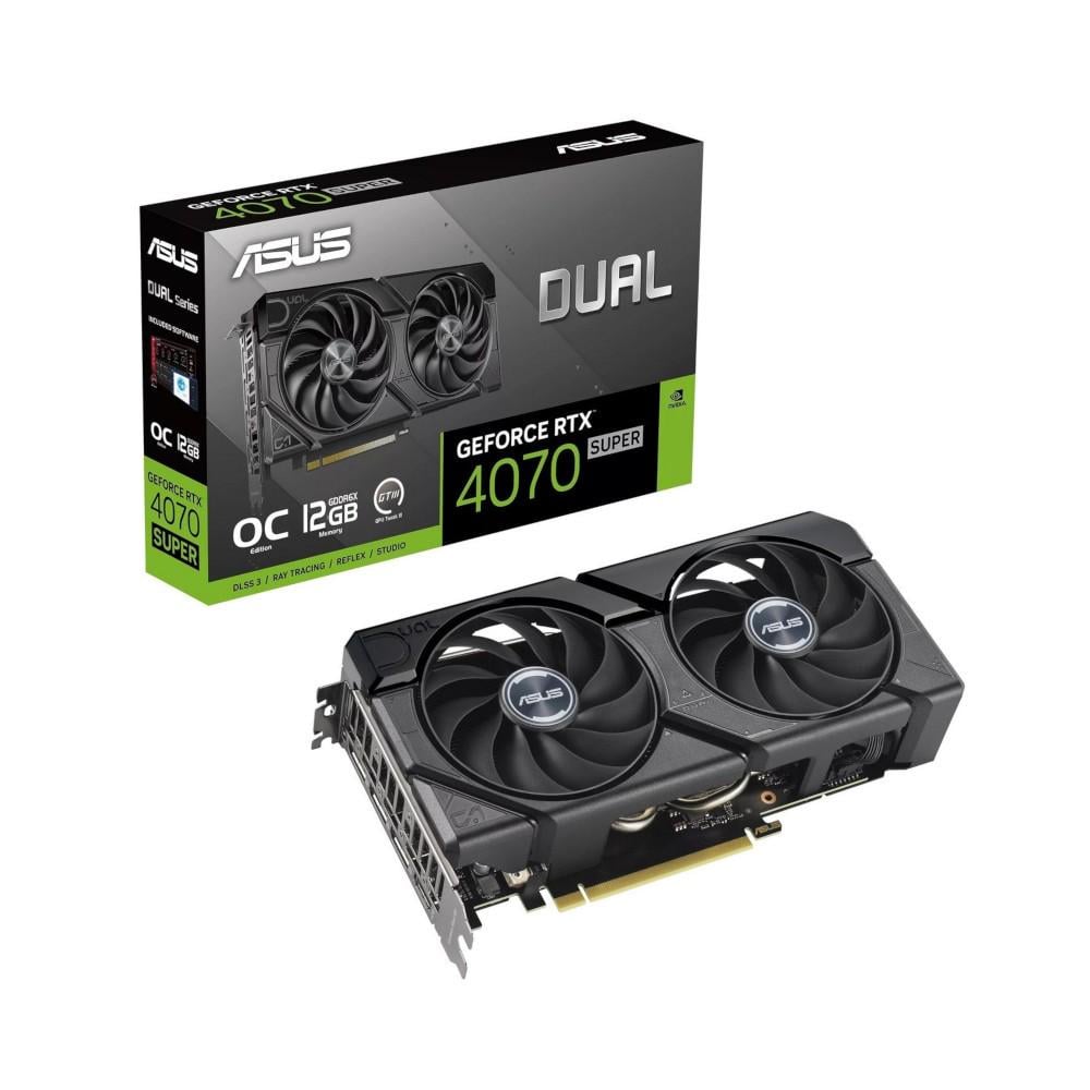 Відеокарта ASUS GeForce RTX 4070 SUPER 12GB OC EVO GDDR6X/192bit/2550/21000/1 x HDMI 3 х DisplayPort/DUAL-RTX4070S-O12G-EVO