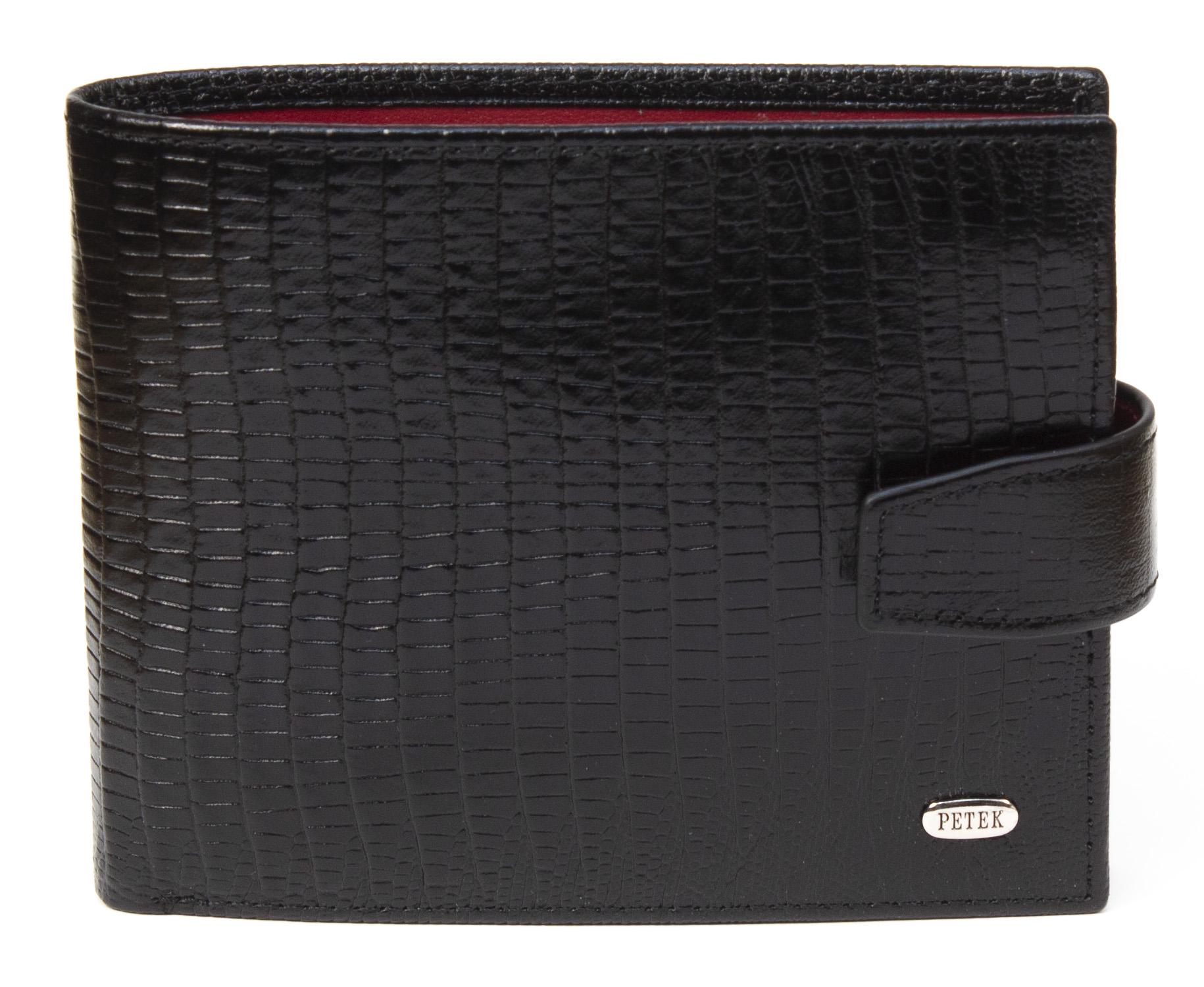 Портмоне мужское Petek 198 Черный с красным (198-041-A31)