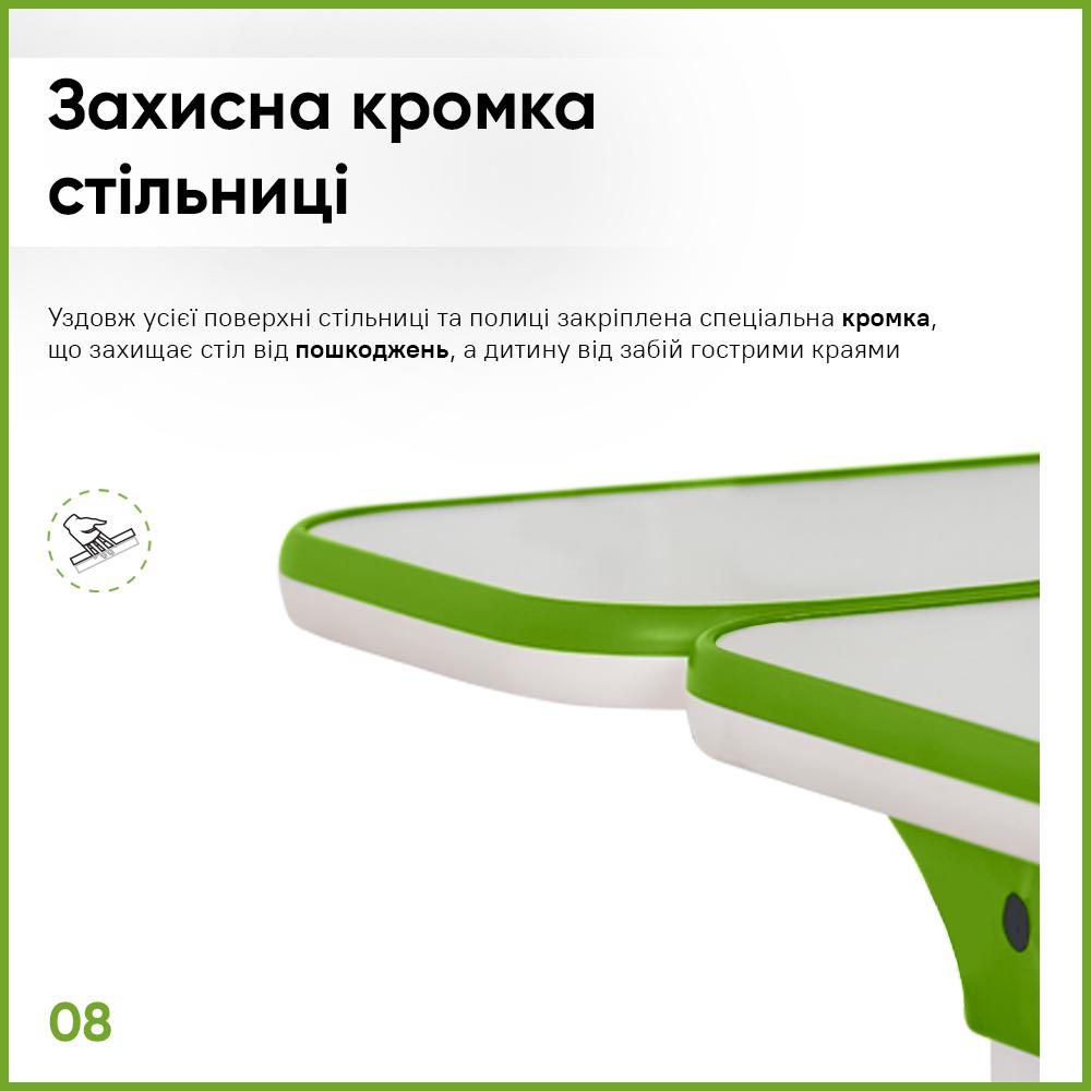 Шкільна ергономічна дитяча парта трансформер Evo-kids TH-320 W/Z Зелений - фото 9