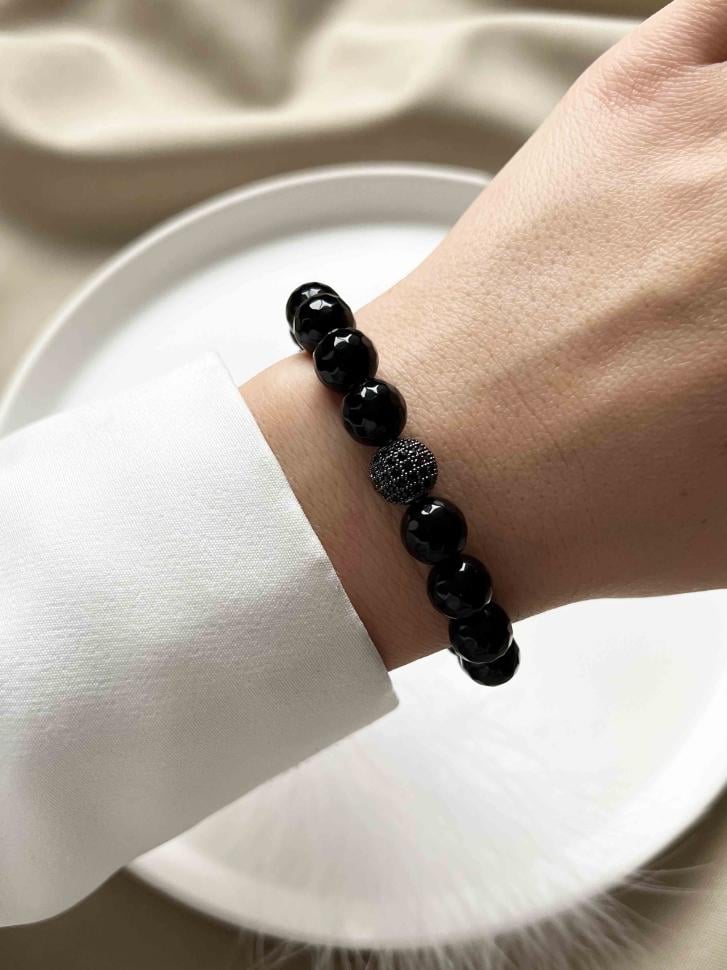 Браслет женский из натурального камня агат Черный (1111)