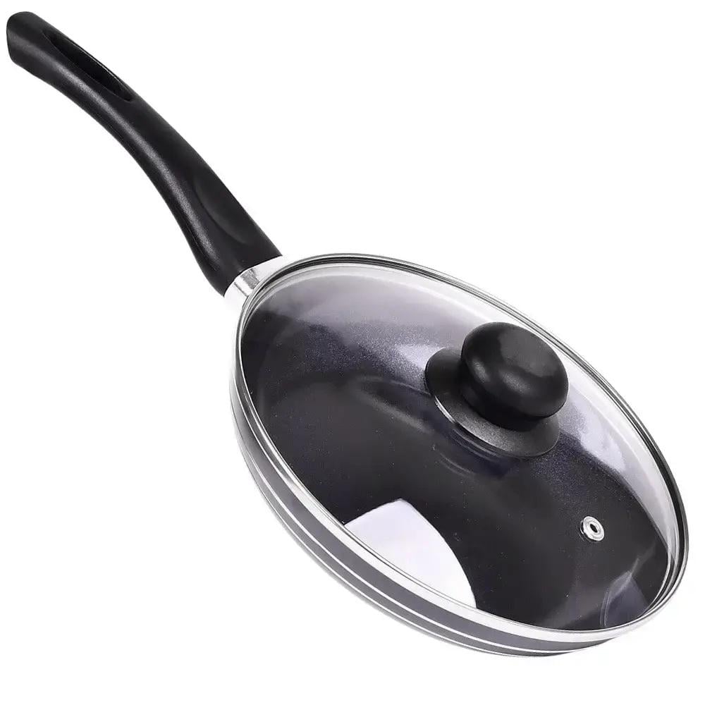 Сковорода з керамічним покриттям Stenson 26 см зі скляною кришкою бакелітова ручка Чорний (30863)