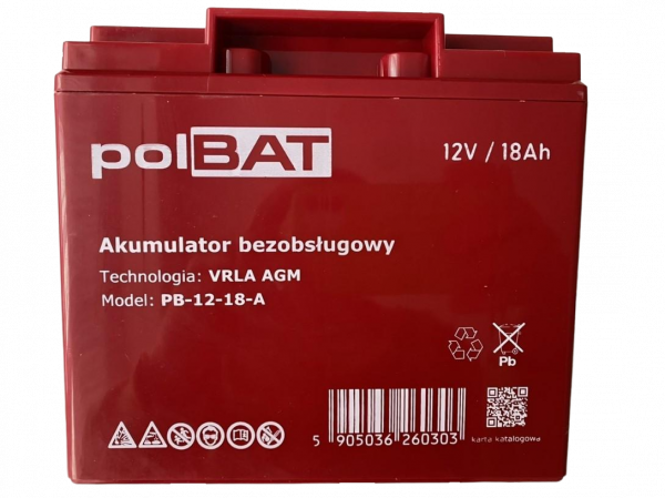 Акумуляторна батарея Polbat AGM 12 V 18 Ah (PB-12-18-A) - фото 1