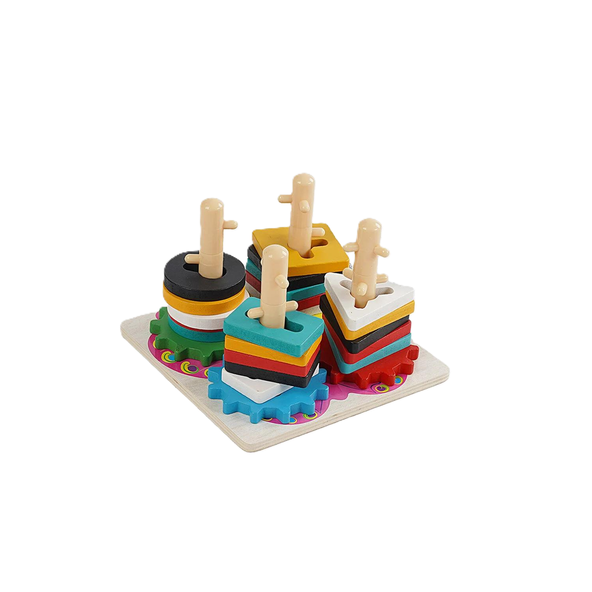 Игрушка для малышей логическая С-58259/45 деревянная пирамидка/геометрические фигуры/шестерни в коробке (23432597) Игрушка для малышей логическая С-58259/45 деревянная пирамидка/геометрические фигуры/шестерни в коробке (23432597)