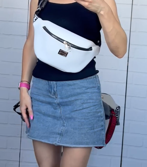 Сумка бананка на пояс женская из экокожи спортивная через плечо Белый - фото 7 Сумка бананка на пояс женская из экокожи спортивная через плечо Белый - фото 7