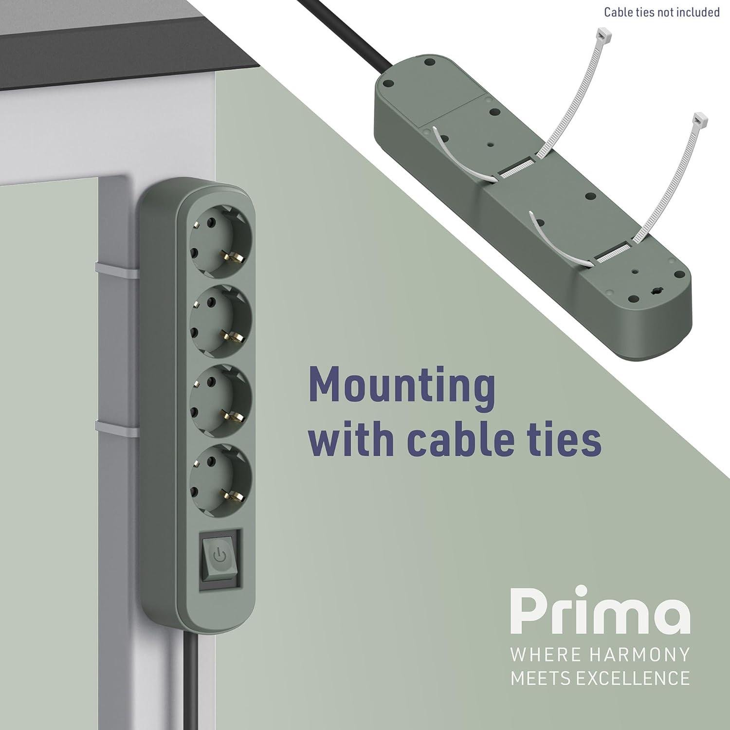 Подовжувач побутовий Electraline 4 розетки 1,5 м 16A з кнопкою Оливковий - фото 4