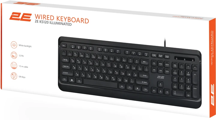 Проводная клавиатура 2E KS120 USB Black (2E-KS120UB_UA) - фото 4 Проводная клавиатура 2E KS120 USB Black (2E-KS120UB_UA) - фото 4