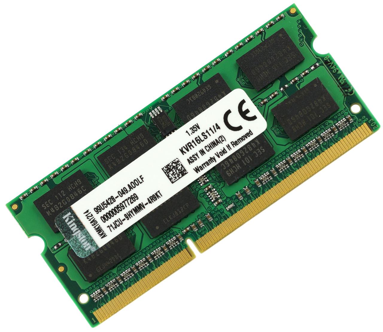 Оперативная память Kingston DDR3L 4GB 1600MHz, PC3L-12800, 1.35V (KVR16LS11/4)