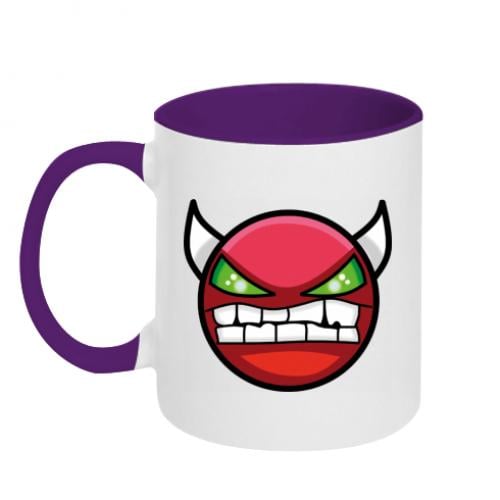 Чашка двухцветная Geometry Dash Demon 320 мл Белый с фиолетовым (8864680-41-153912)
