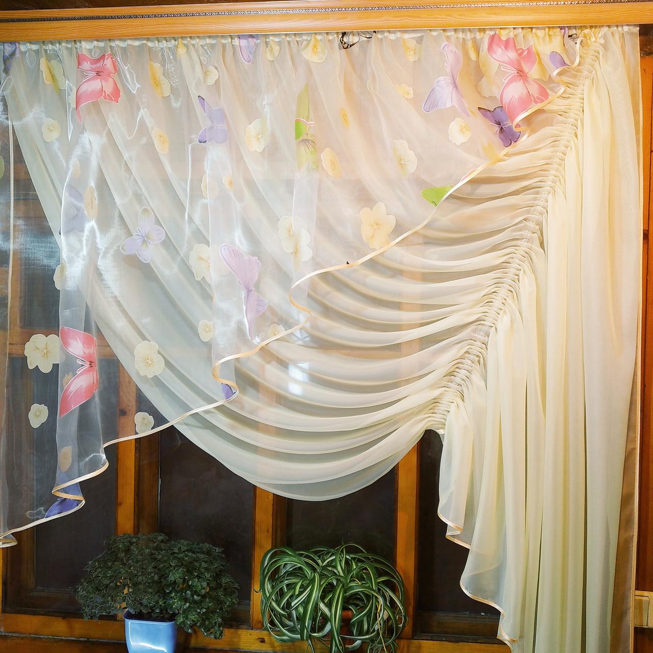 Занавеска кухонная готовая Камелия лунное сияние правая - фото 2