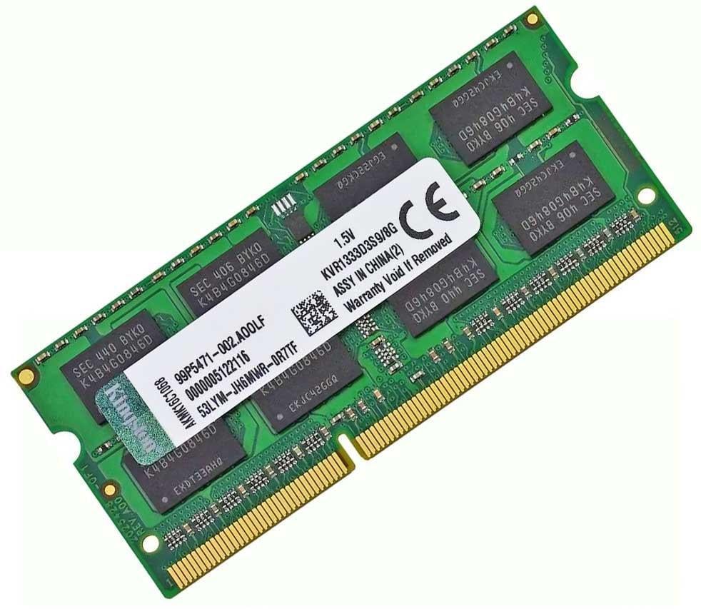 Оперативная память Kingston SODIMM DDR3 8GB 1333MHz, PC3-10600, 1.5V (KVR1333S9/8G)