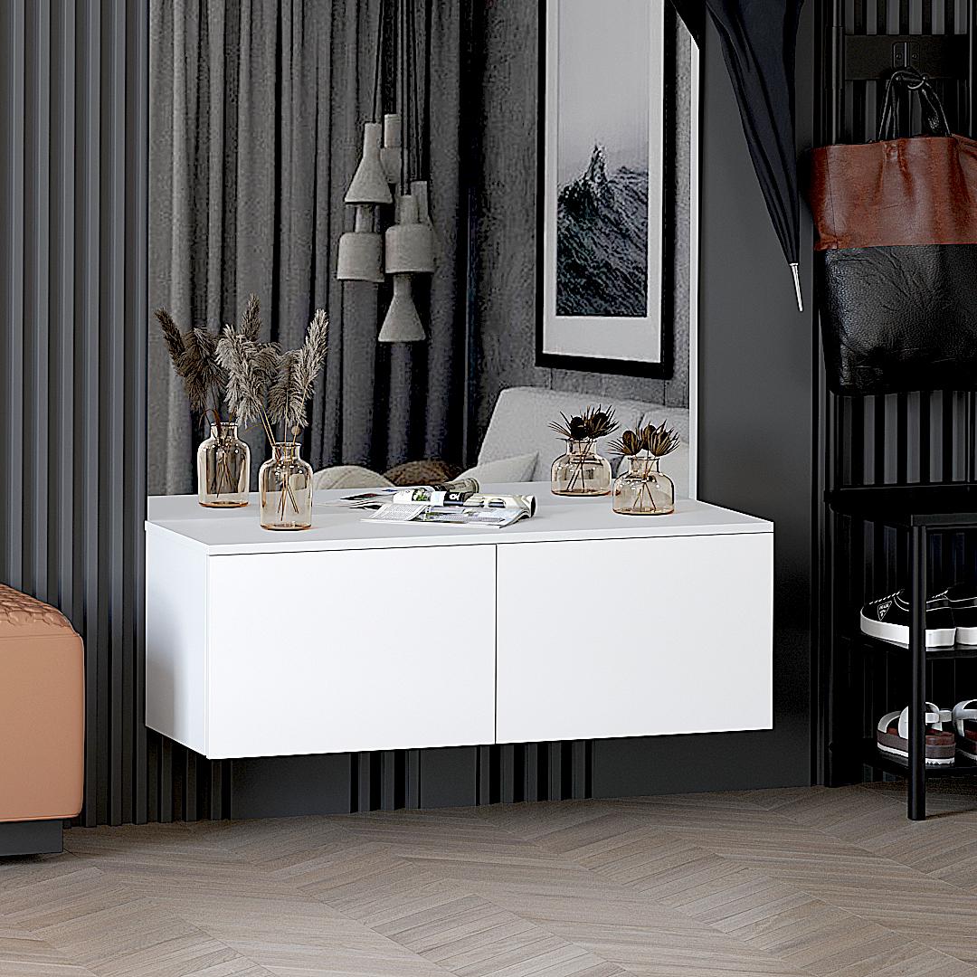 Тумба в прихожую Бостон навесная К-509 100х33х35 см Белый матовый (01232)