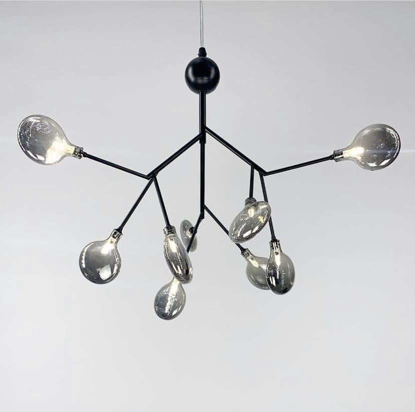 Светильник подвесной имитирующий веточку с 9 графитовыми плафонами Черный (H 686/9P BK)