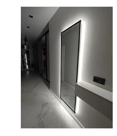 Дзеркало настінне у МДФ рамі з фоновим LED підсвічуванням 170x90 см Чорний (29068663) - фото 8