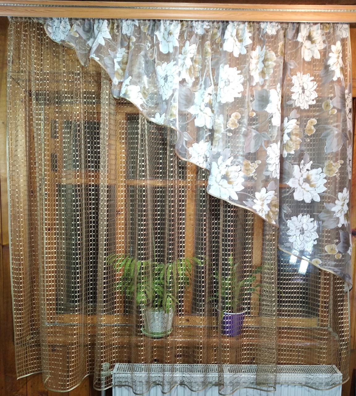 Штори Фаїна права Кавовий/Золота квітка (1153682992) Штори Фаїна права Кавовий/Золота квітка (1153682992)