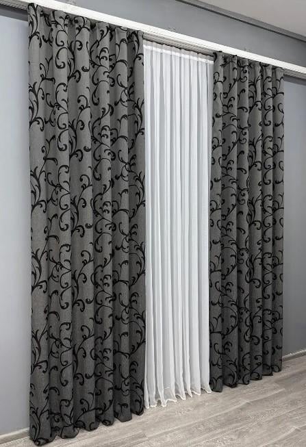 Тканина для штор Allure жакард з люрексовою ниткою Сірий/Чорний (1619ш) - фото 6