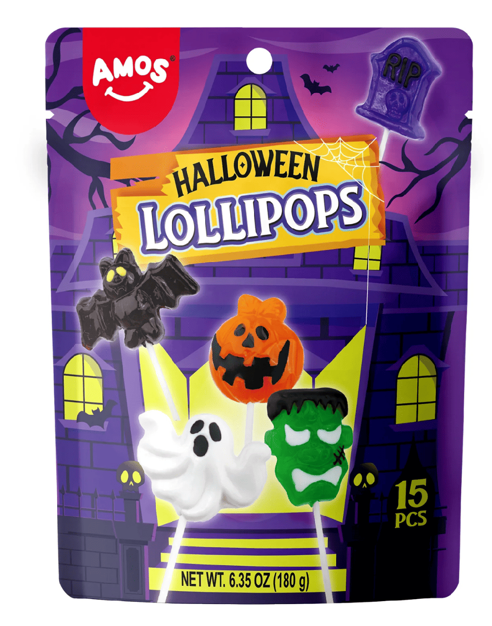 Льодяники на паличці Amos Halloween Candy Lollipop 180 г (2763426349)