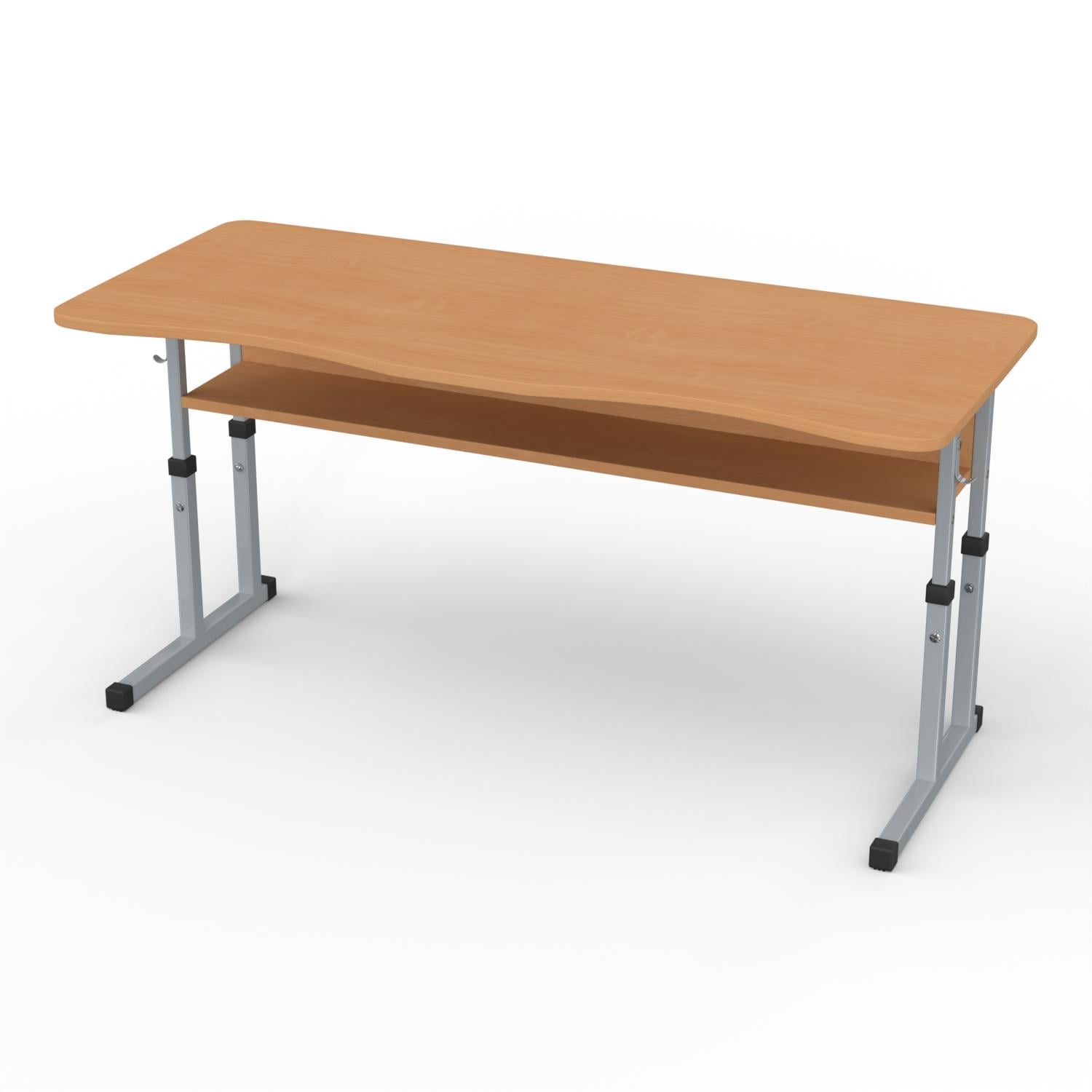 Парта школьная двухместная регулируемая 1-11 класс с вырезом под ученика 1200x500 мм Бук/Серый (1194-b-s)