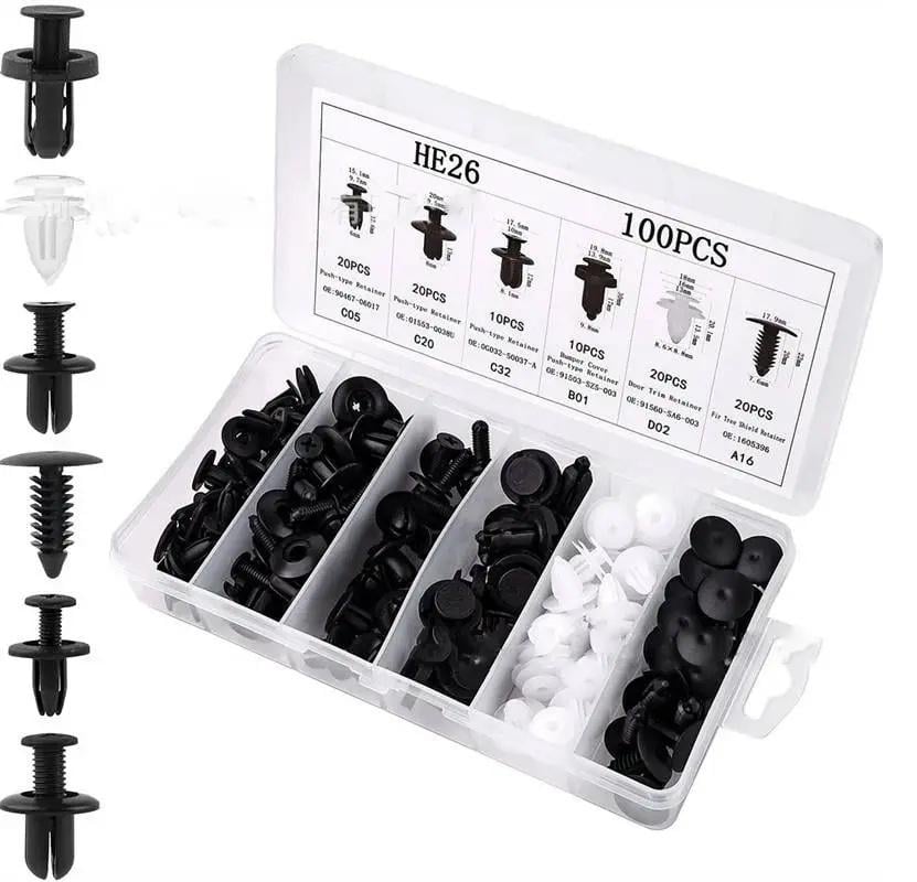 Набір автомобільних кліпс для бампера/обшивки колісних арок/6 типів у кейсі 100 шт. (R9444)