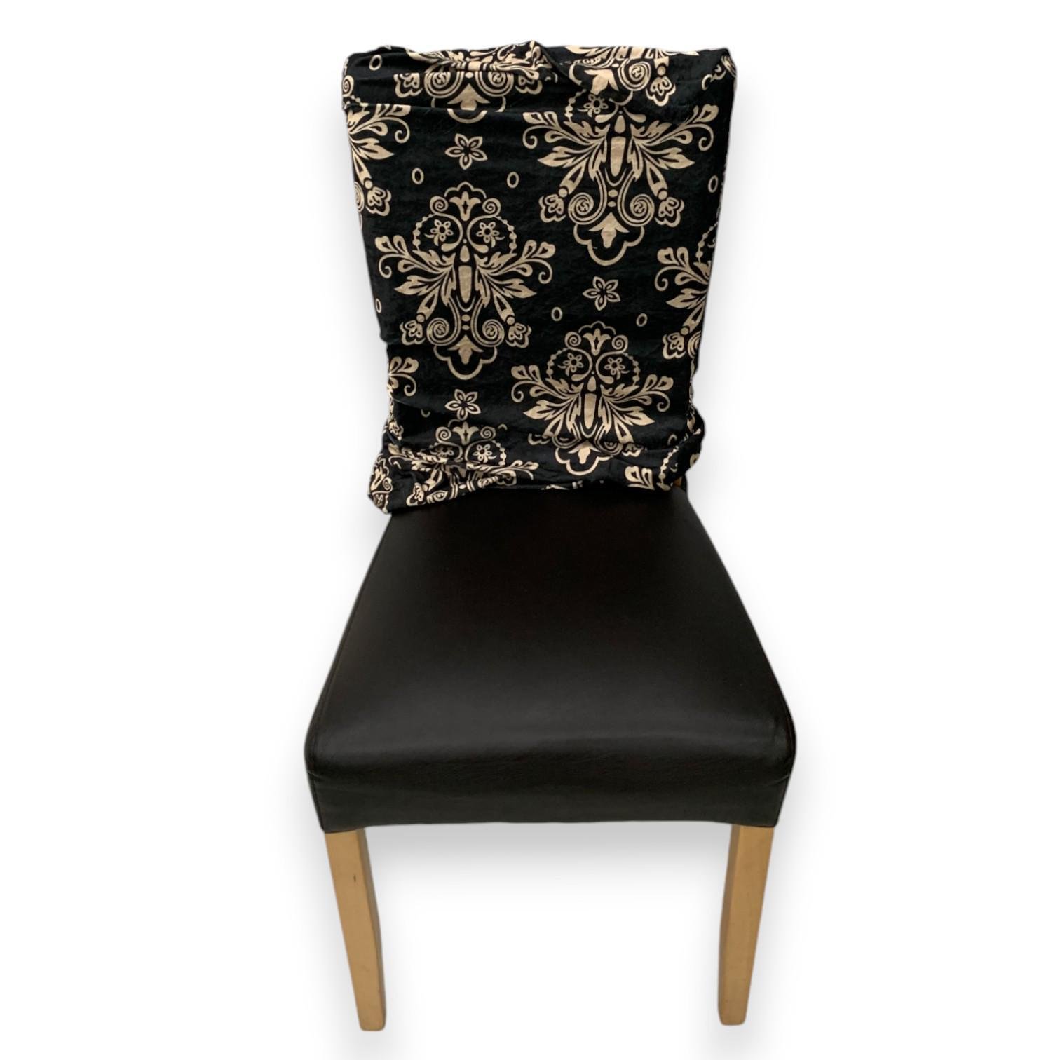 Чехол для стула Вензель со спинкой натяжной 60 см Черный (2149550632) - фото 3 Чехол для стула Вензель со спинкой натяжной 60 см Черный (2149550632) - фото 3