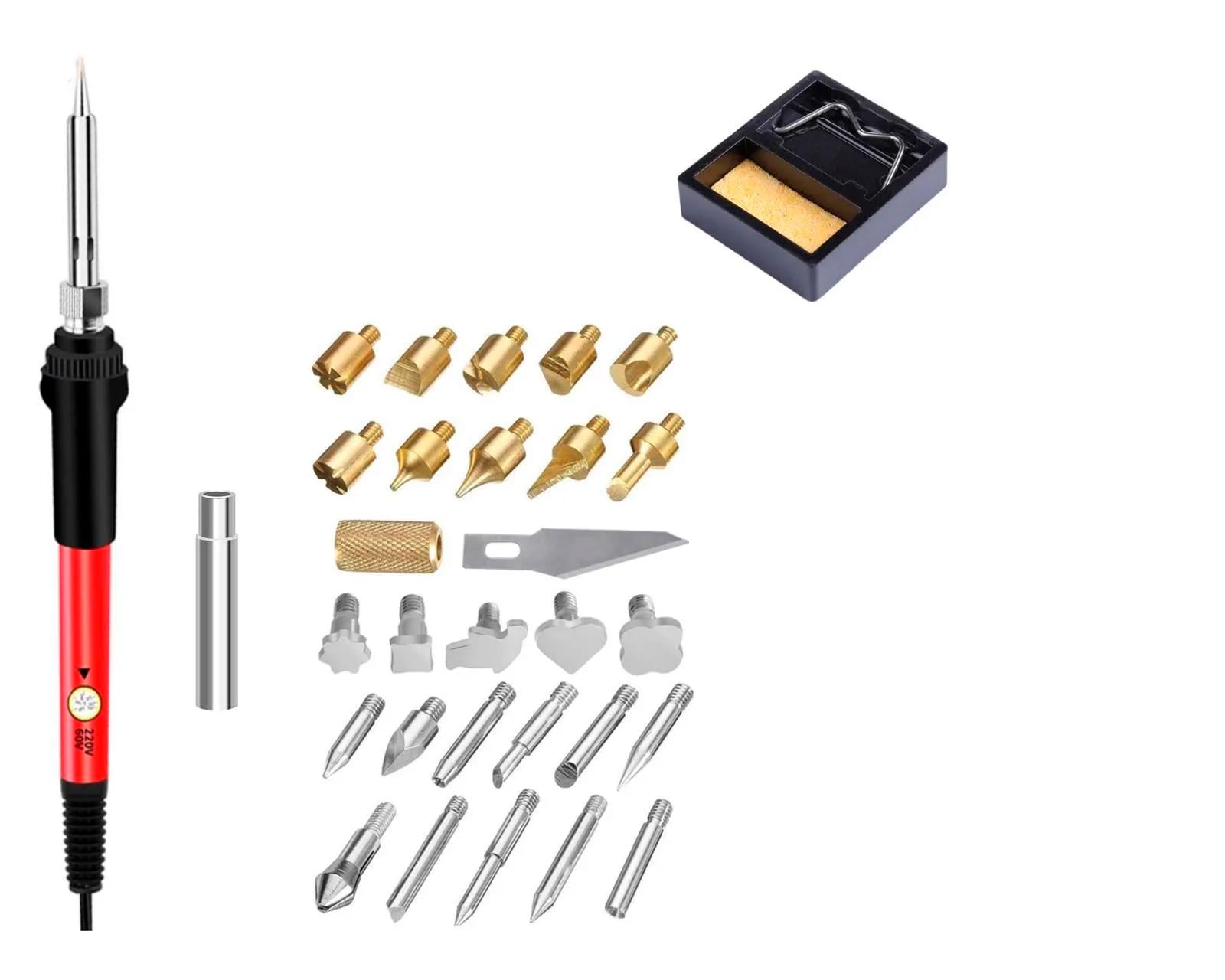 Набір для випалювання випалювач/пенал/26 насадок/перехідник/трафарети/підставка Red (136946)