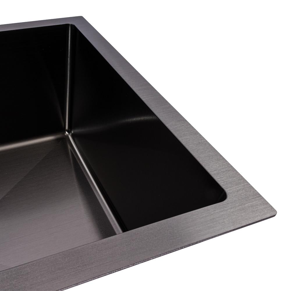 Мийка кухонна Valeso PVD СМ 54х44 Handmade монтаж під стільницю Чорний - фото 8