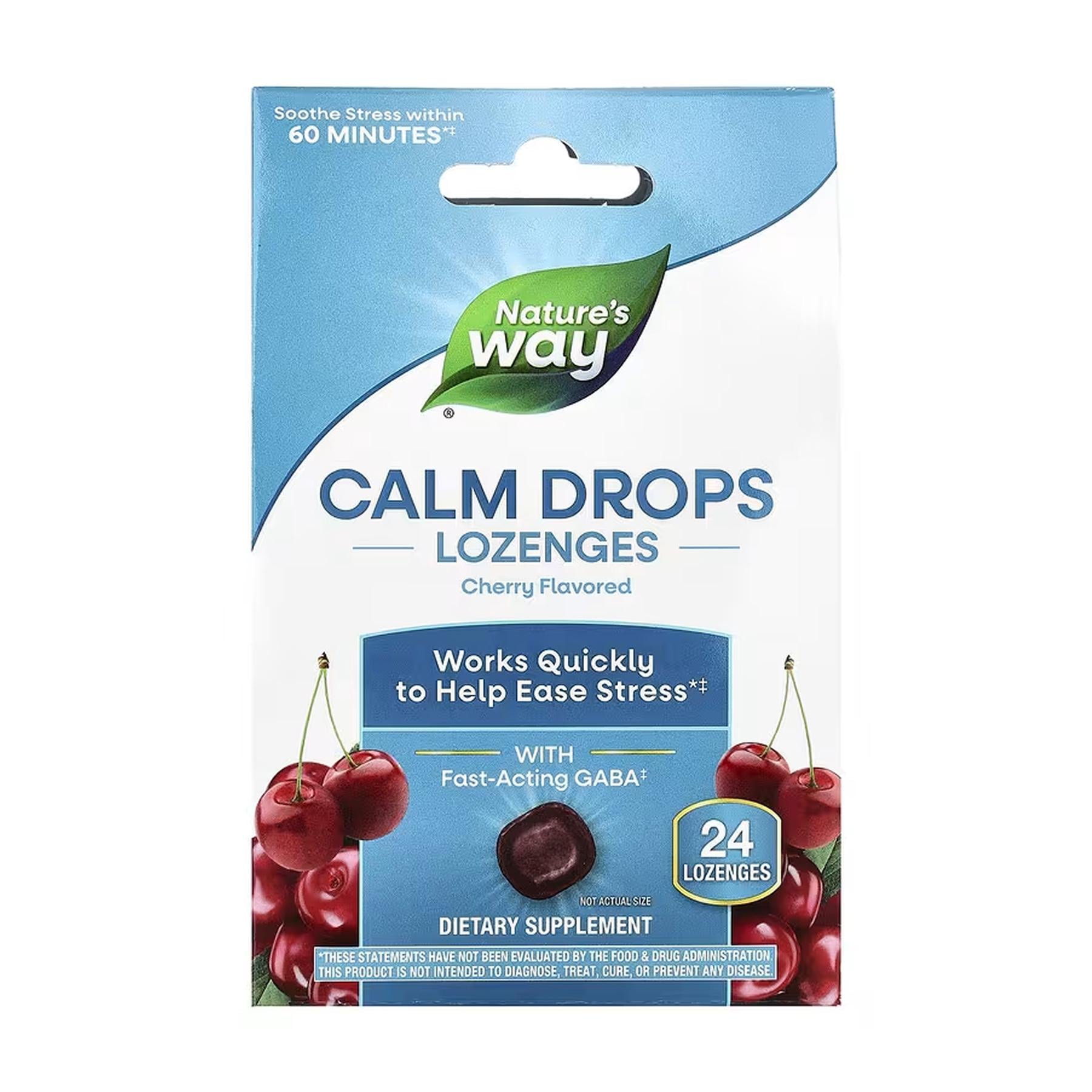 Гамма-аминомасляная кислота Nature's Way Calm Drops 24 lozenges Вишня