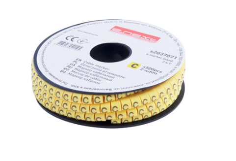 Маркер кабельный E.NEXT e.marker.stand.2.4.C символ C 2-4 мм2 500 шт./рул. Желтый (s2037071)