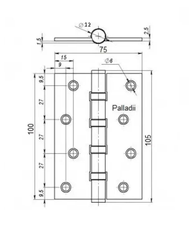 Петля для дверей врезная универсальная Paladii 4ВВ MBN 100х75х2,5 мм 2 шт. Хром белый (ПП088) - фото 4 Петля для дверей врезная универсальная Paladii 4ВВ MBN 100х75х2,5 мм 2 шт. Хром белый (ПП088) - фото 4