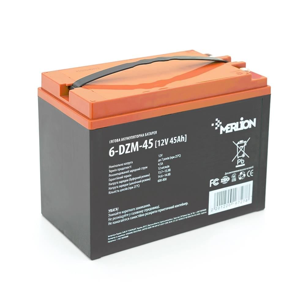 Батарея тягова акумуляторна AGM MERLION 6-DZM-45 12V 45Ah M5 222х1211х175
