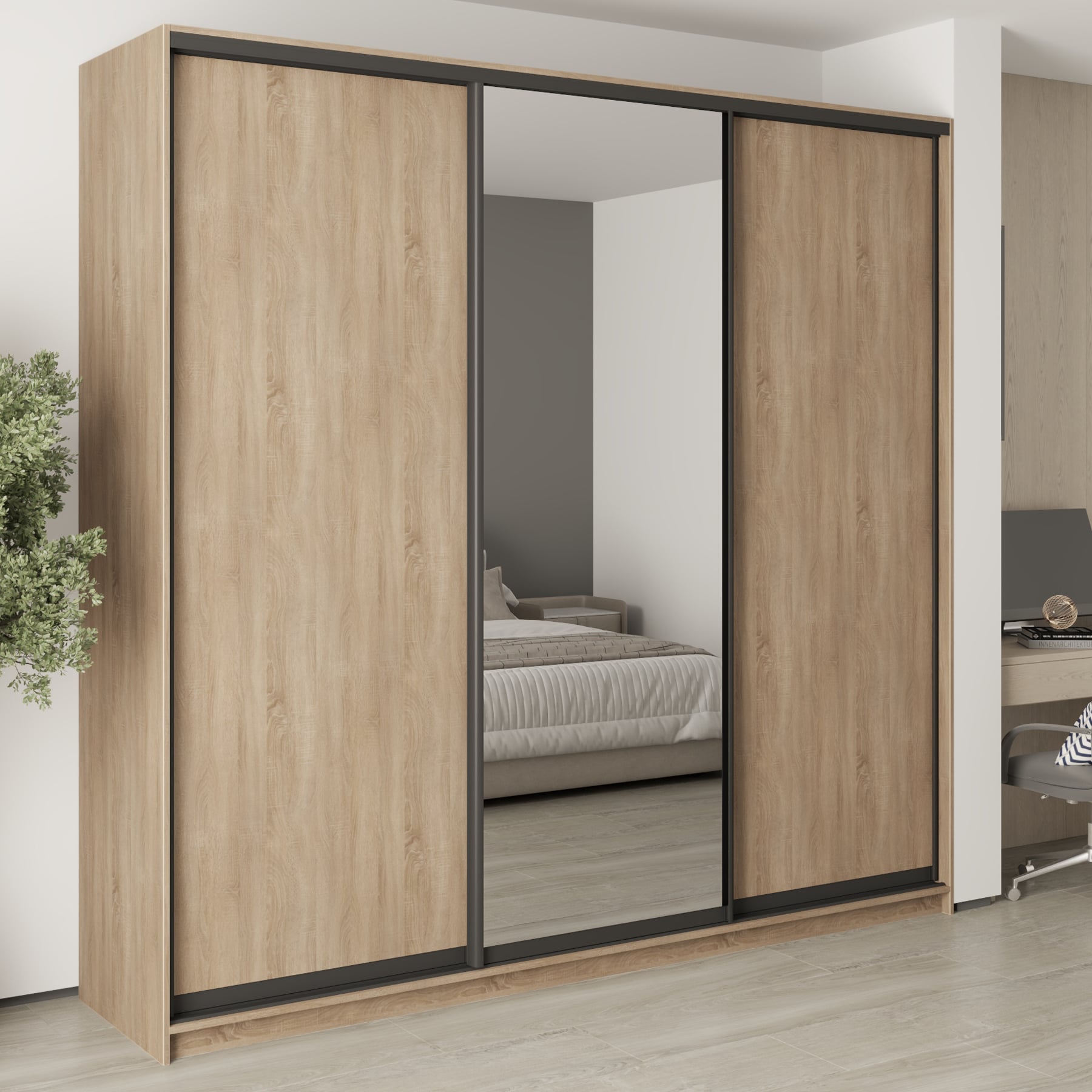 Шкаф-купе трехдверный Mebel Star Комбо BG MBS-9645 250х60х240 см Дуб сонома (1009634)