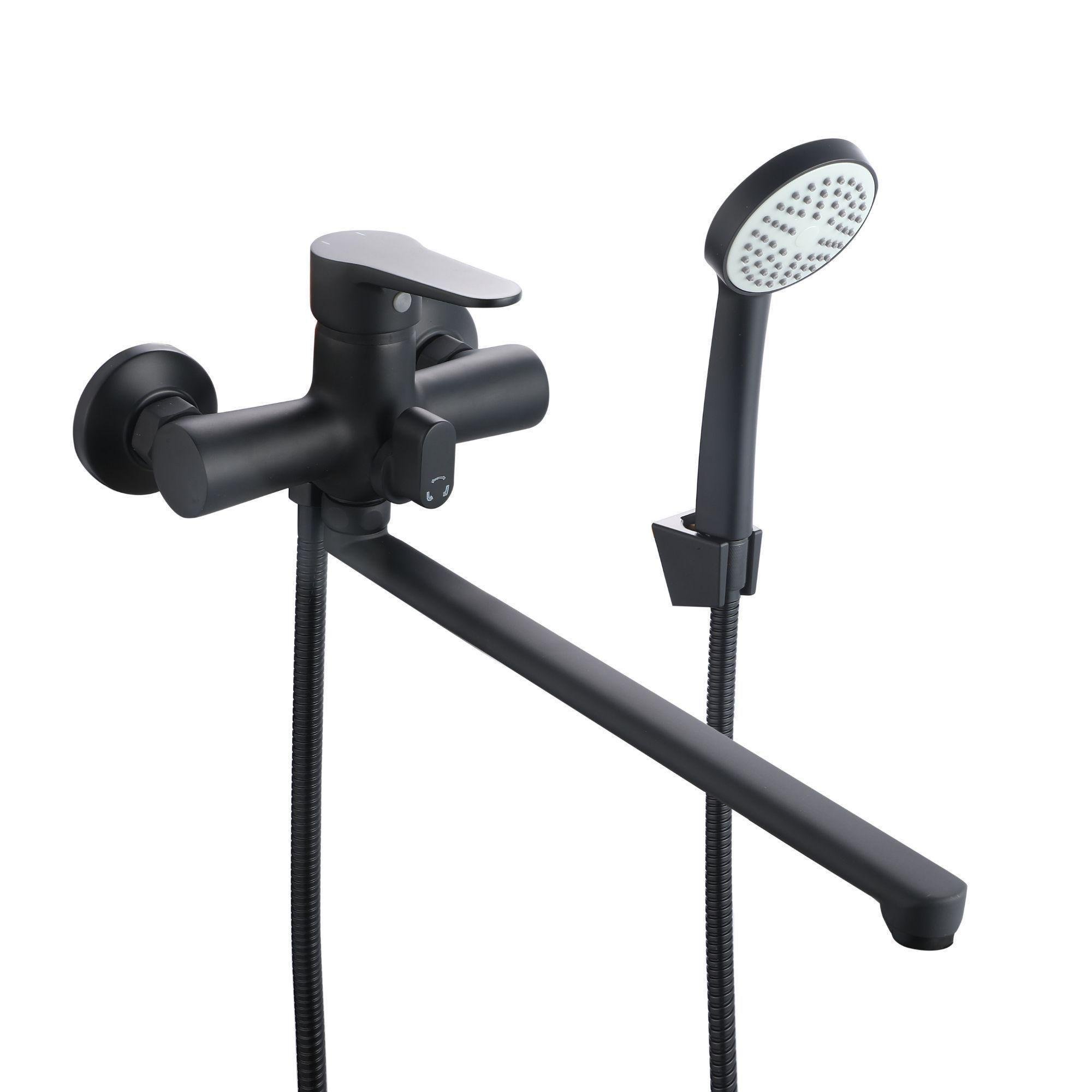 Змішувач для ванни Lidz Nicole 005 з поворотним виливом/душовим гарнітуром k35 LDNIC005BLA45183 Black (SD00051307)