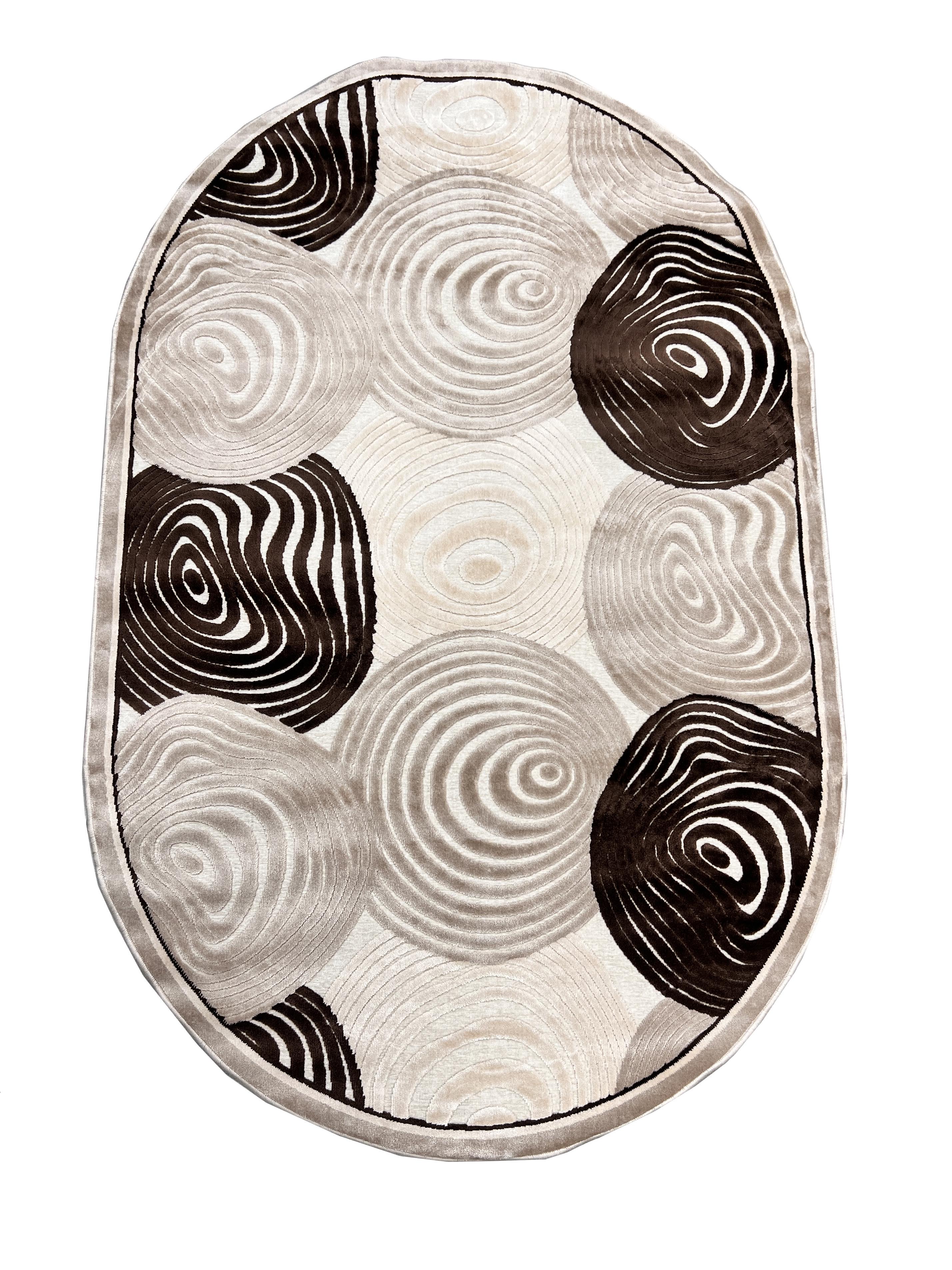 Ковер вискозный Sanat Acoustic овал 120х180 см Бежевый (12454О)