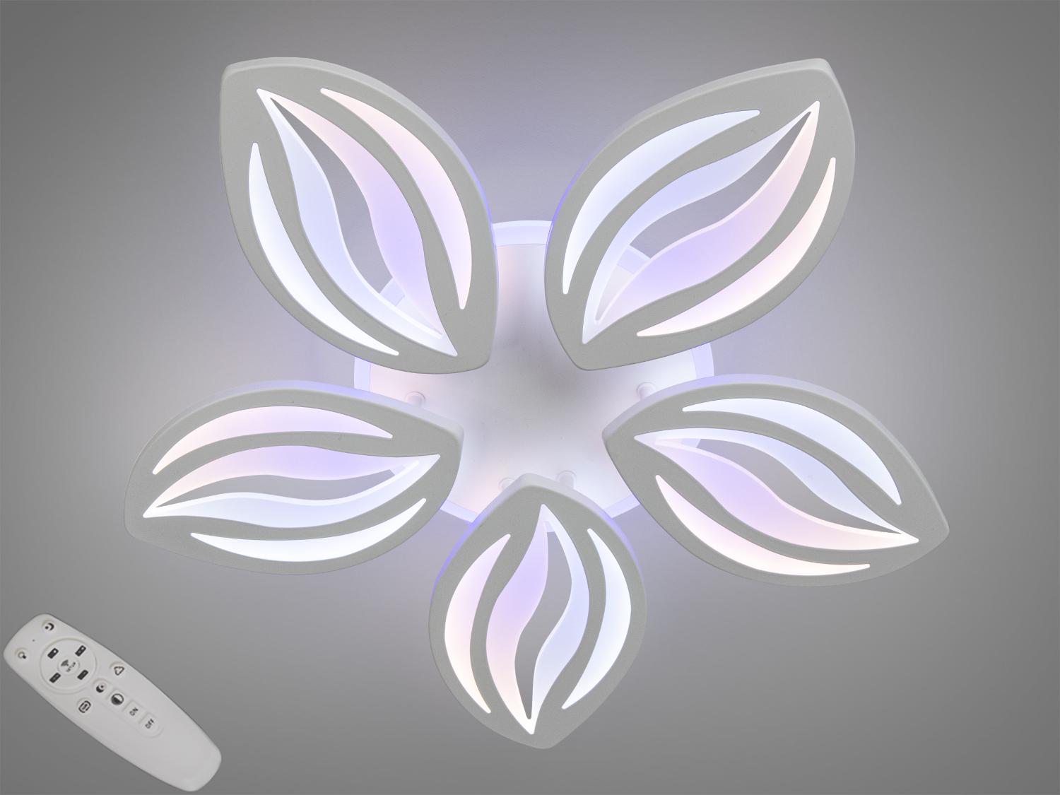Люстра стельова LED підсвічування/димер/пульт 75W Білий (8092/5WH 3col dim)