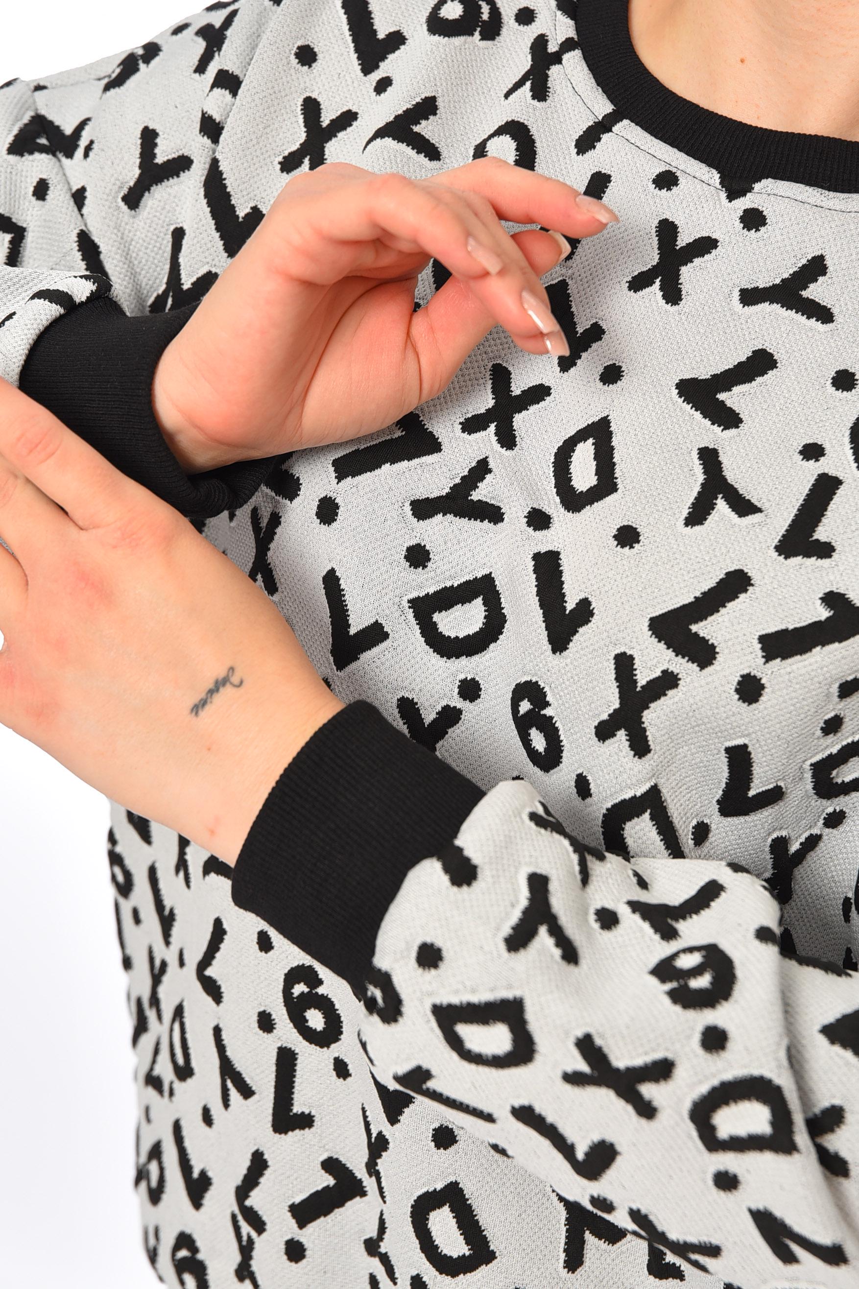 Светр жіночий 4XL Сірий з принтом (195327) - фото 4 Светр жіночий 4XL Сірий з принтом (195327) - фото 4