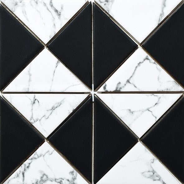 Мозаика керамическая Kotto Ceramica TRIANGLE RT X2 69003 с принтом 50 210x210x9 мм 73x73 мм Black Mat (20459159)