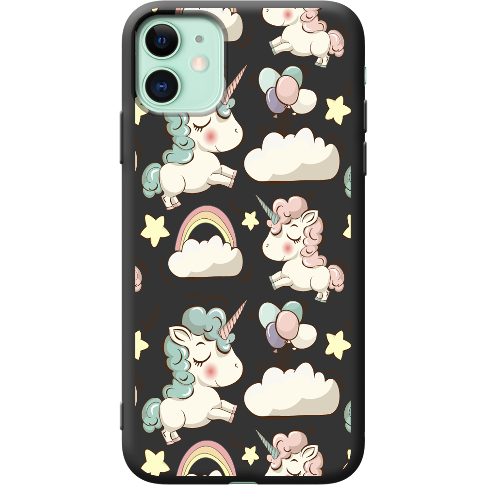 Чехол Boxface iPhone 11 Unicorns Черный силикон (38184-cc2-38276)