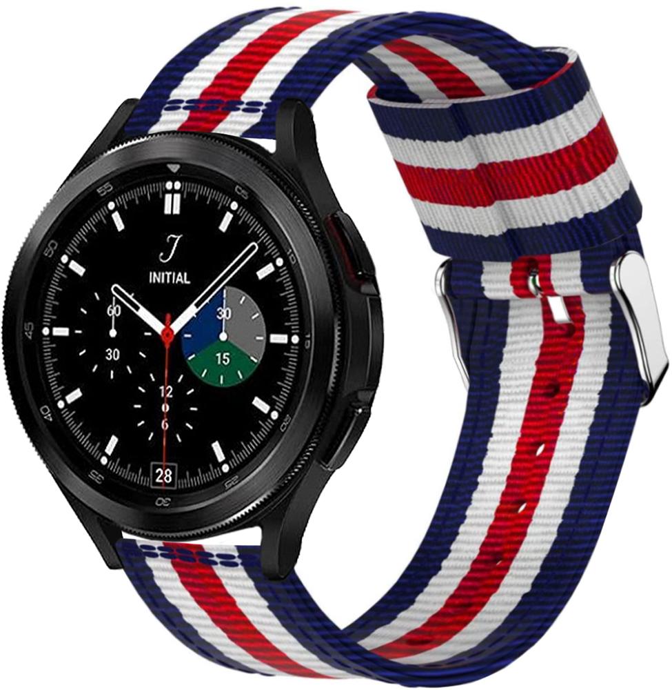 Ремінець тканинний Canvas для Galaxy Watch 4 Classic 46 мм Blue/White/Red (22950)