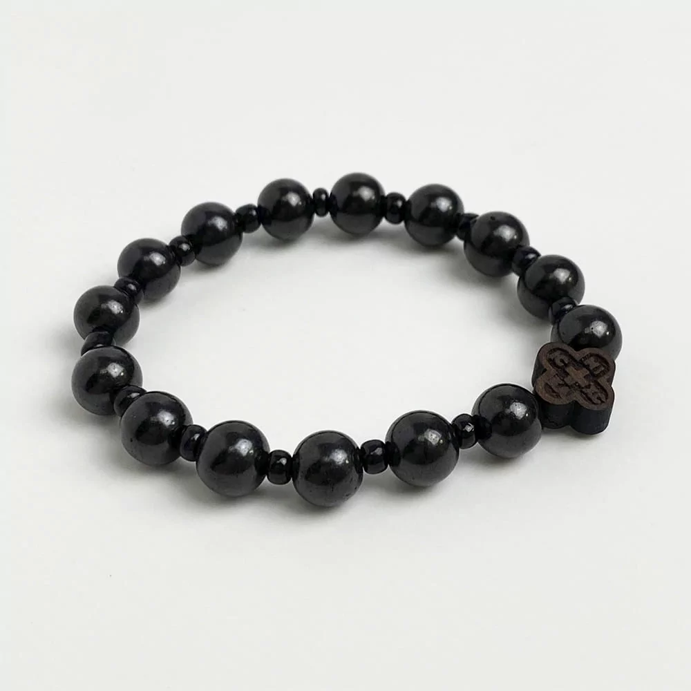 Браслет-четки на 15 бусин гагат (3070-154)