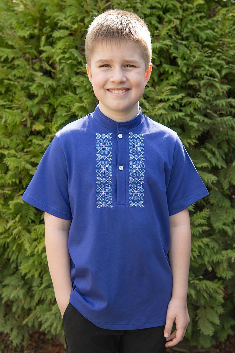 Вышиванка на мальчика из трикотажной ткани 110 см Синий (2174160347) - фото 1 Вышиванка на мальчика из трикотажной ткани 110 см Синий (2174160347) - фото 1