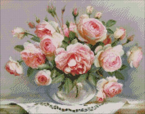 Алмазна мозаїка Ідейка Троянди у скляній вазі 40х50 см (AMO7150-mt)