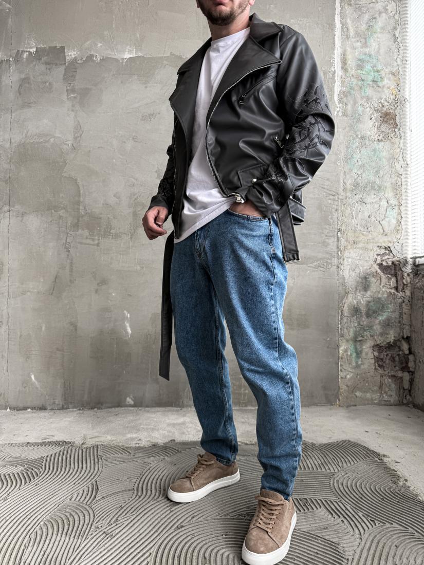 Куртка косуха шкіряна 51-030 L Чорний (38667)