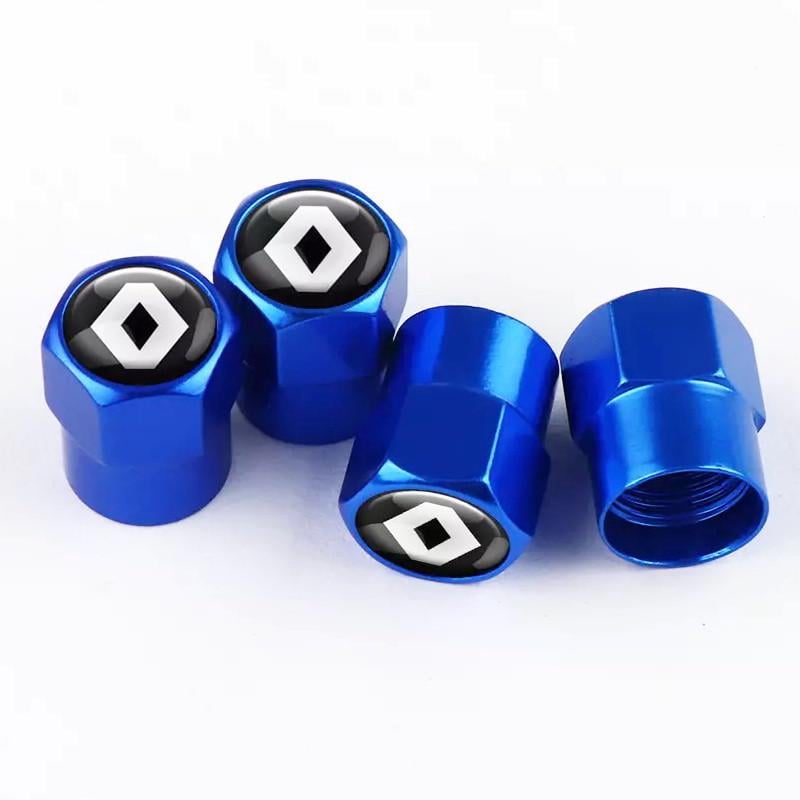 Набір ковпачків на ніпель SUNROZ Caps для автомобіля Renault Short 4 шт. Blue (A67440)
