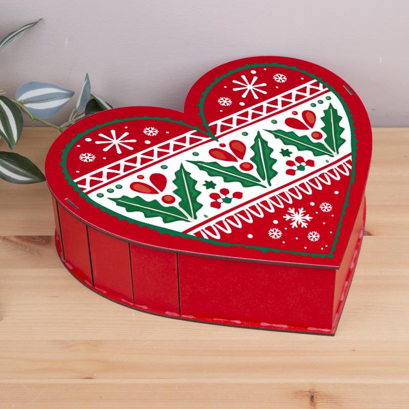 Коробка сердце к новому году и рождеству 27 см (1554-2) - фото 1 Коробка сердце к новому году и рождеству 27 см (1554-2) - фото 1