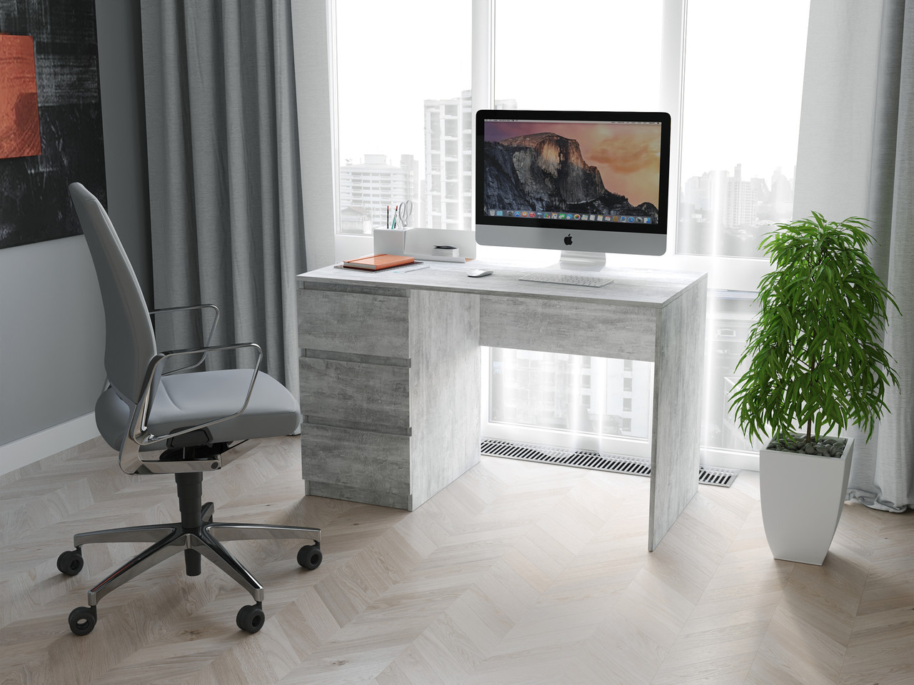 Компьютерный стол Moreli T-224 Left 1200x755x600 мм Бетон (641190936a78f952703cb506)