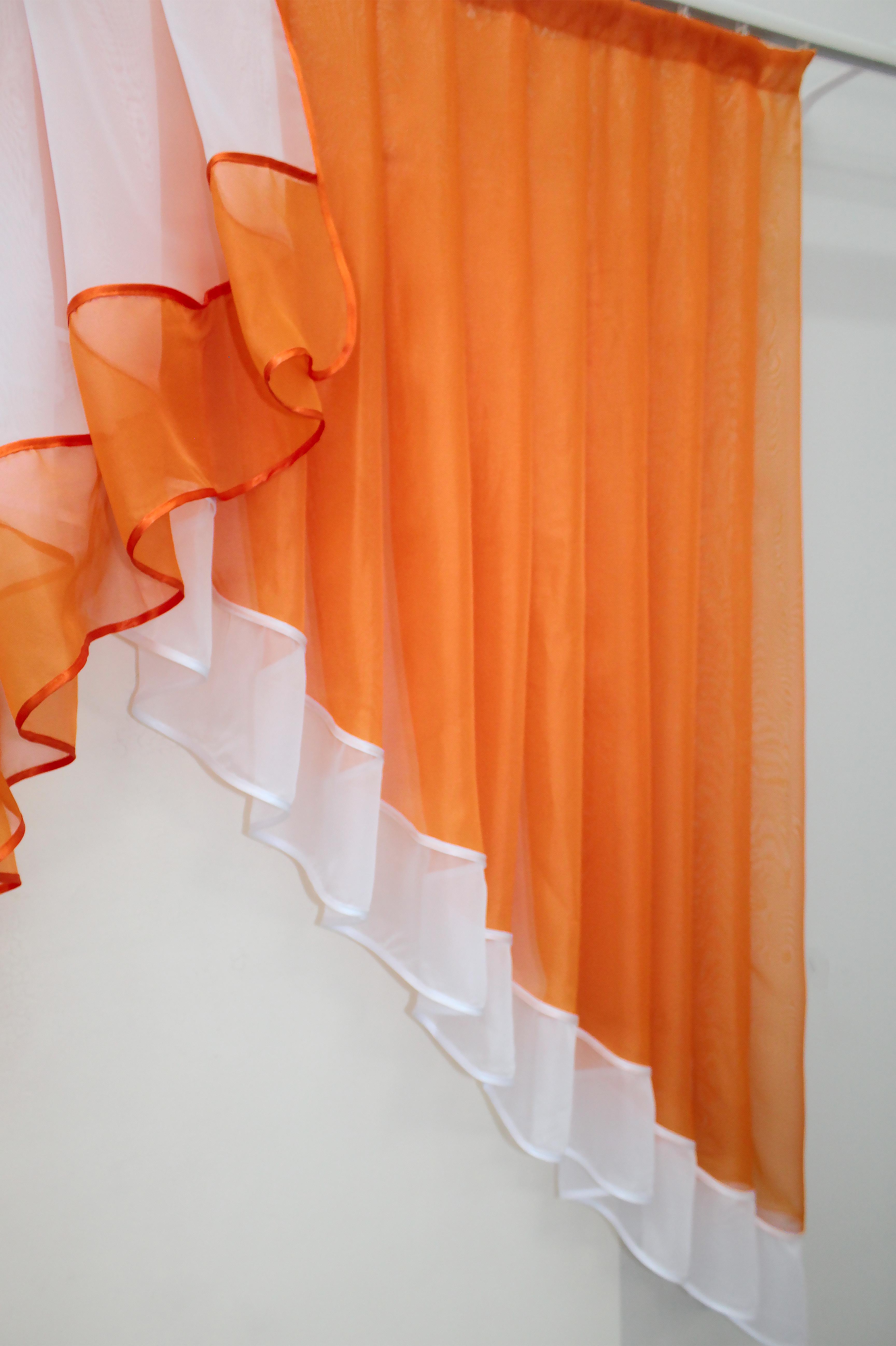 Занавеска кухонная VR-Textil № 023к 150х150 см Белый/Оранжевый (52-0406) - фото 4