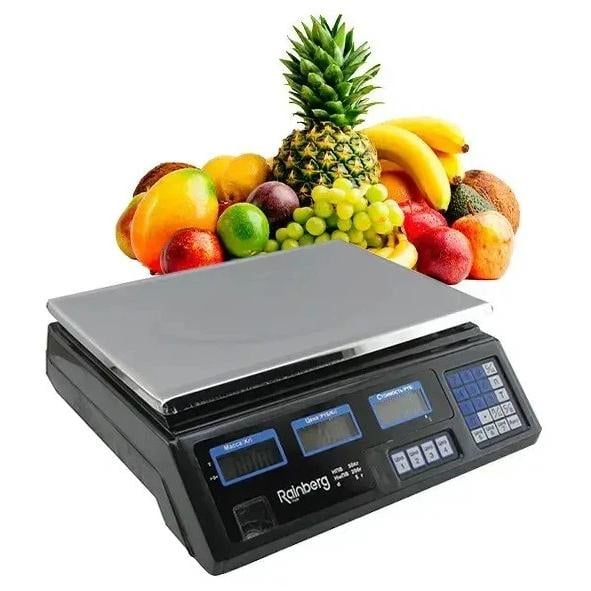 Весы торговые со счетчиком цены и платформой Rainberg RB-302 до 50 кг Весы торговые со счетчиком цены и платформой Rainberg RB-302 до 50 кг