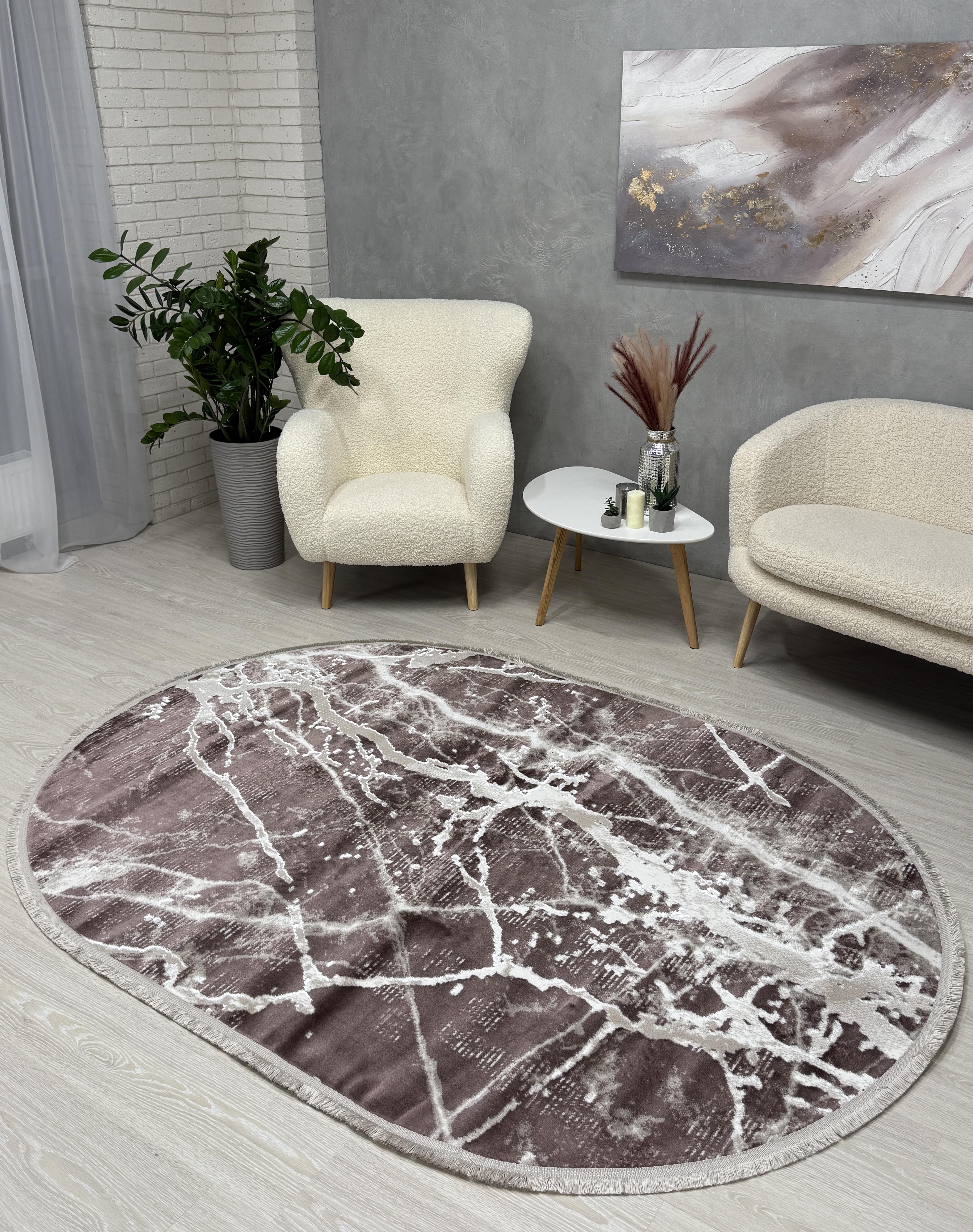 Килим Mars з невисоким ворсом овал 100x200 см Коричневий (4640AAK/KО12)