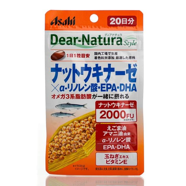 Наттокиназа Asahi Dear Natura 2000FU/DHA EPA/α линоленовая/кверцетин 20 дн 20 шт.