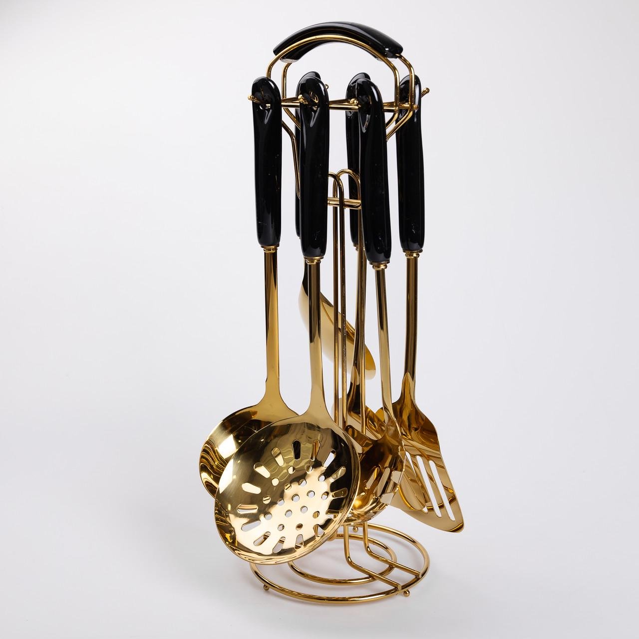Набір кухонного приладдя на підставці 6 шт. Чорний (HP-20-66) - фото 5